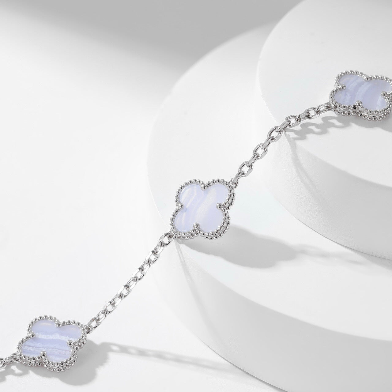 [Agudo Jewelry]CLOVER 10 MOTIFS PURPLE CHALCEDONY NECKLACE