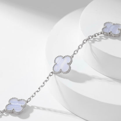 [Agudo Jewelry]CLOVER 10 MOTIFS PURPLE CHALCEDONY NECKLACE