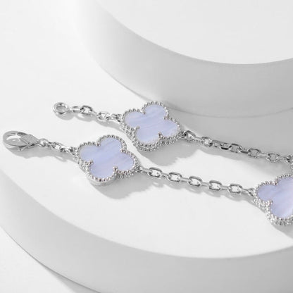 [Agudo Jewelry]CLOVER 10 MOTIFS PURPLE CHALCEDONY NECKLACE