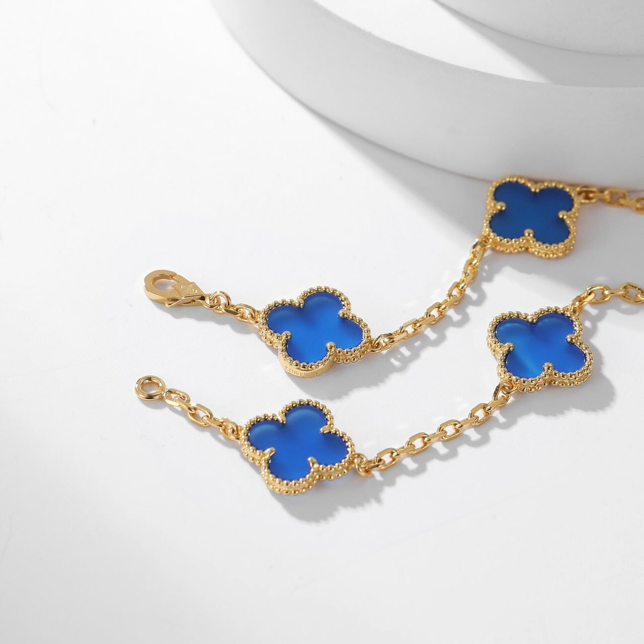 [Agudo Jewelry]CLOVER 10 MOTIFS BLUE AGATE NECKLACE