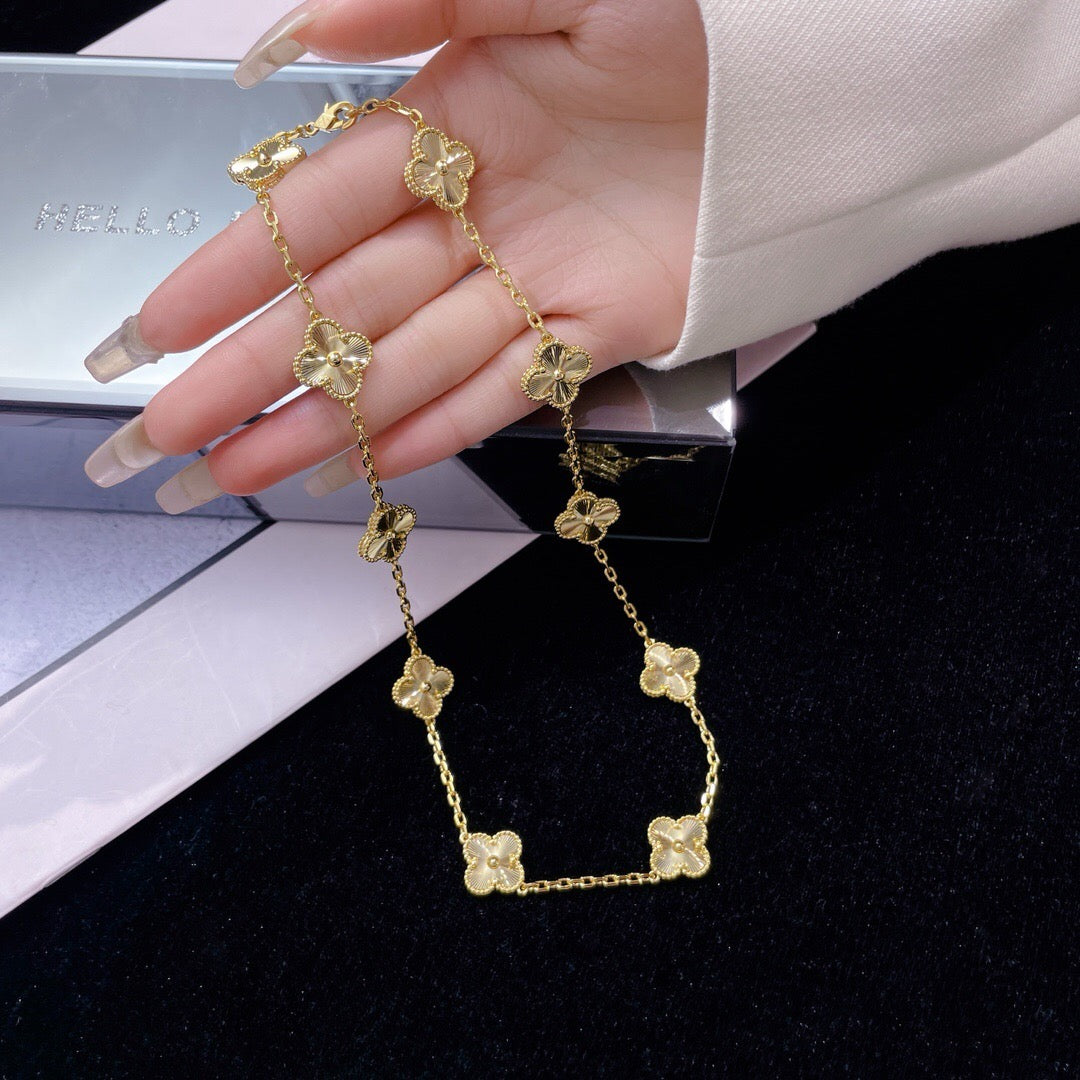 [Agudo Jewelry]CLOVER 10 MOTIFS LASER NECKLACE