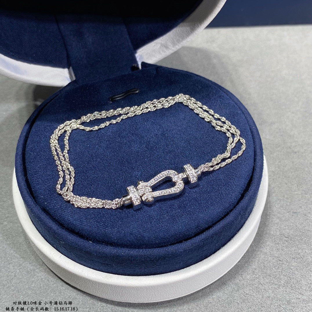 [Agudo Jewelry]FORCE SMALL HORSESHOE  DIAMOND CHAIN ROPE BRACELET