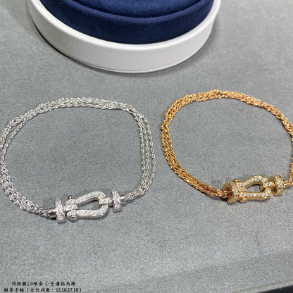 [Agudo Jewelry]FORCE SMALL HORSESHOE  DIAMOND CHAIN ROPE BRACELET