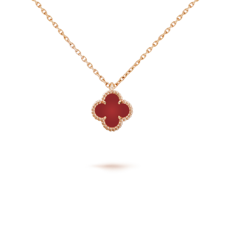 [Agudo Jewelry]CLOVER MINI 9.5MM WHITE CARNELIANS NECKLACE