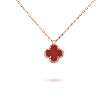 [Agudo Jewelry]CLOVER MINI 9.5MM WHITE CARNELIANS NECKLACE