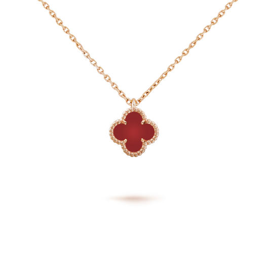 [Agudo Jewelry]CLOVER MINI 9.5MM WHITE CARNELIANS NECKLACE