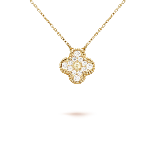 [Agudo Jewelry]CLOVER 15MM DIAMOND SINGLE FLOWER NECKLACE