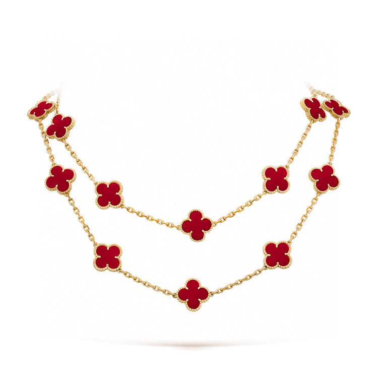 [Agudo Jewelry]CLOVER 20 MOTIFS CARNELIAN NECKLACE