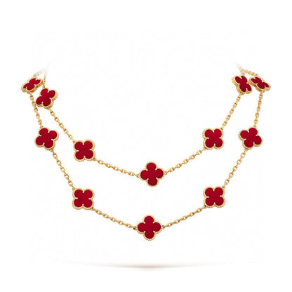 [Agudo Jewelry]CLOVER 20 MOTIFS CARNELIAN NECKLACE