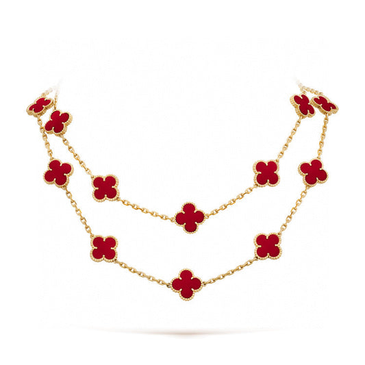 [Agudo Jewelry]CLOVER 20 MOTIFS CARNELIAN NECKLACE