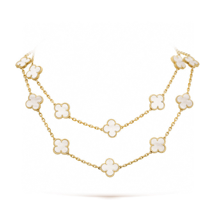 [Agudo Jewelry]CLOVER 20 MOTIFS WHITE MOP NECKLACE