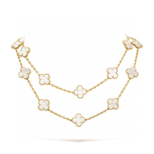 [Agudo Jewelry]CLOVER 20 MOTIFS WHITE MOP NECKLACE