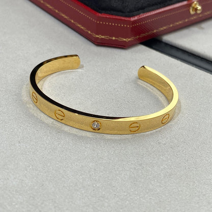 [Agudo Jewelry]LOVE BRACELET 6.1MM 1 DIAMOND OPEN CUFF