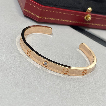 [Agudo Jewelry]LOVE BRACELET 6.1MM 1 DIAMOND OPEN CUFF