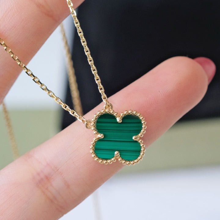 [Agudo Jewelry]CLOVER 15MM MALACHITE SINGLE FLOWER  NECKLACE