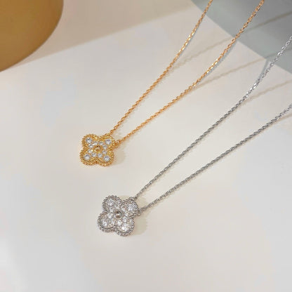 [Agudo Jewelry]CLOVER 15MM DIAMOND SINGLE FLOWER NECKLACE