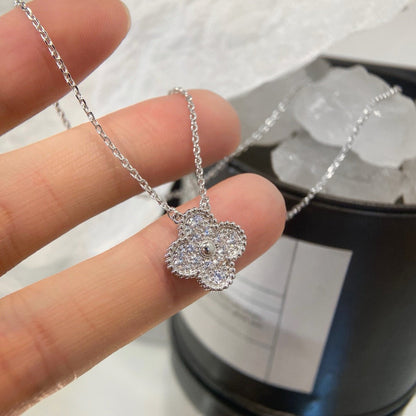 [Agudo Jewelry]CLOVER 15MM DIAMOND SINGLE FLOWER NECKLACE