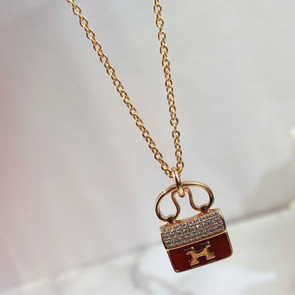 [Agudo Jewelry]CONSTANCE RED PEDANT PINK GOLD NECKLACE