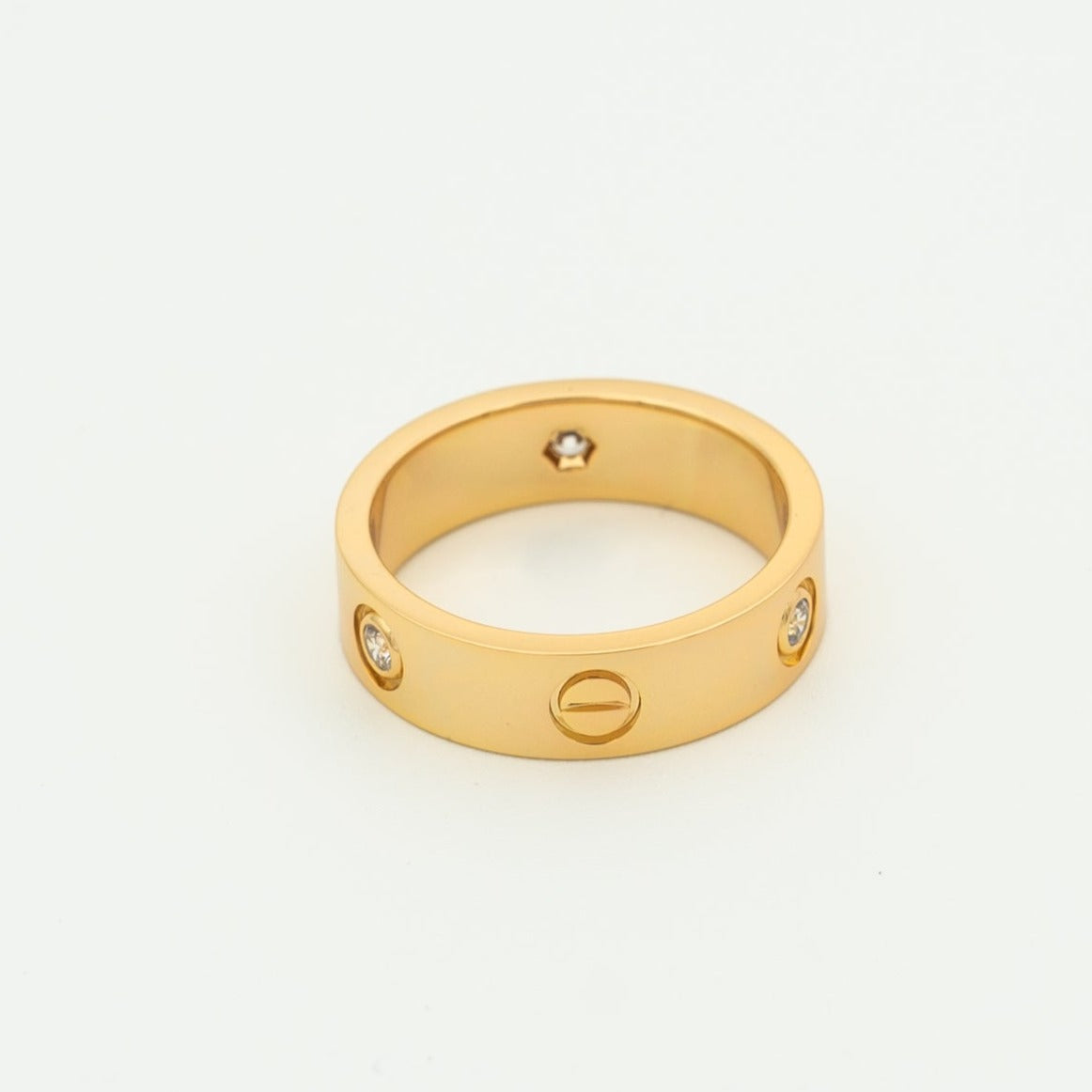 [Agudo  Jewelry]LOVE RING 5.5MM 3 DIAMONDS PINK GOLD