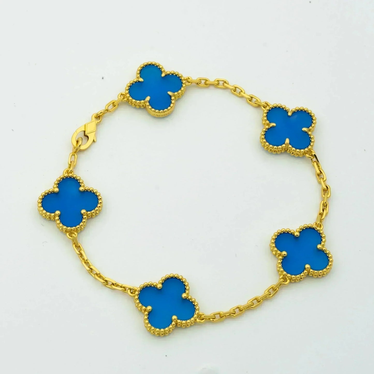 [Agudo Jewelry]CLOVER 5 MOTIFS BLUE AGATE BRACELET