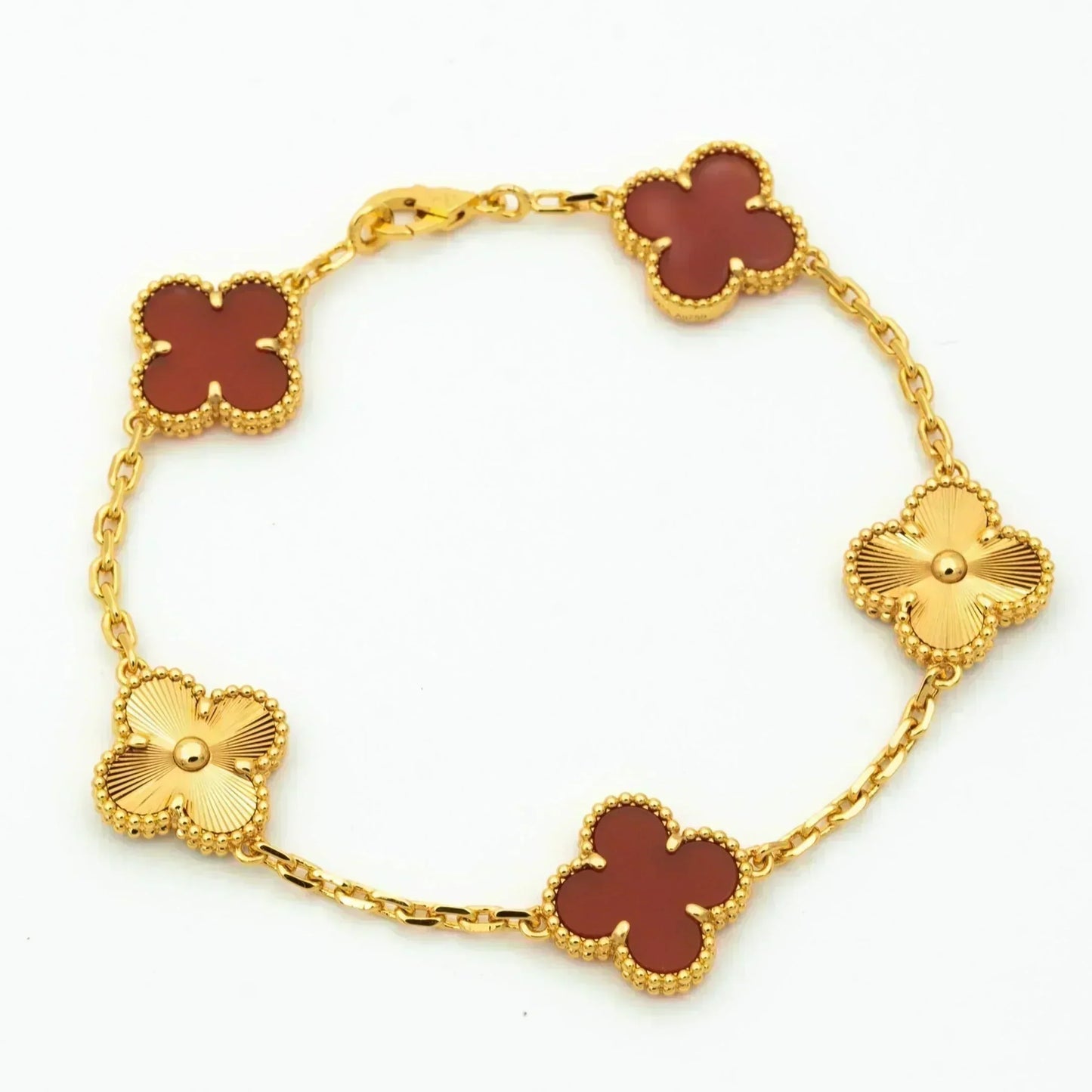 [Agudo Jewelry]CLOVER  5 MOTIFS CARNELIAN GOLD BRACELET