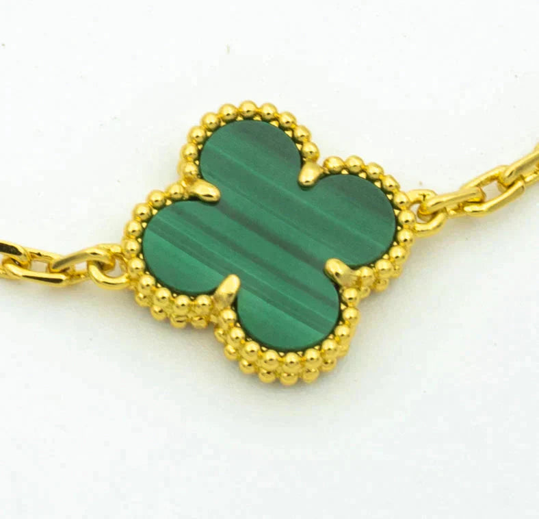 [Agudo Jewelry]CLOVER  5 MOTIF MALACHITE DIAMOND BRACELET