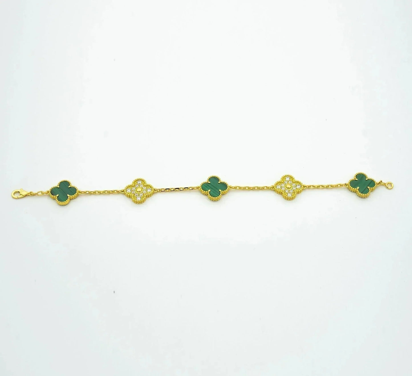 [Agudo Jewelry]CLOVER  5 MOTIF MALACHITE DIAMOND BRACELET