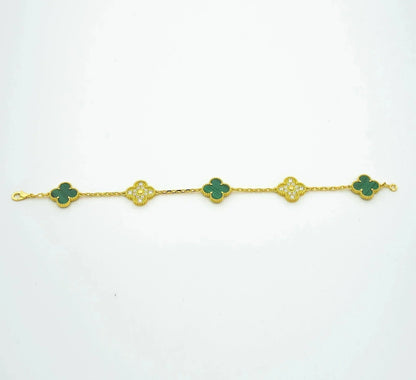 [Agudo Jewelry]CLOVER  5 MOTIF MALACHITE DIAMOND BRACELET