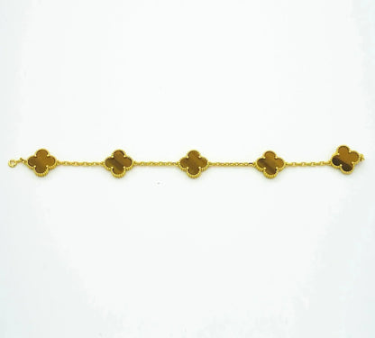 [Agudo Jewelry]CLOVER  5 MOTIFS TIGER EYE BRACELET