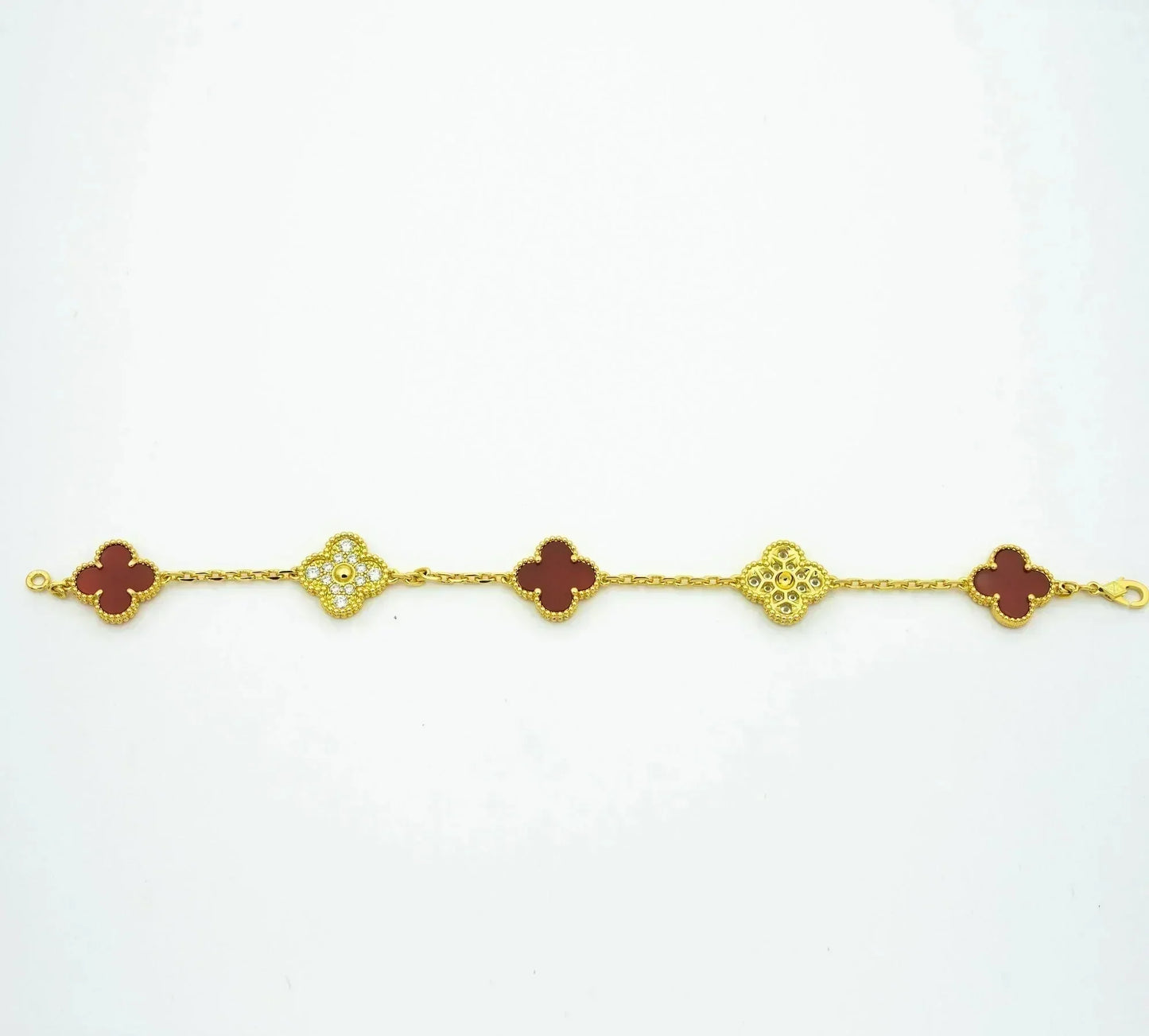 [Agudo Jewelry]CLOVER 5 MOTIFS CARNELIAN DIAMOND BRACELET