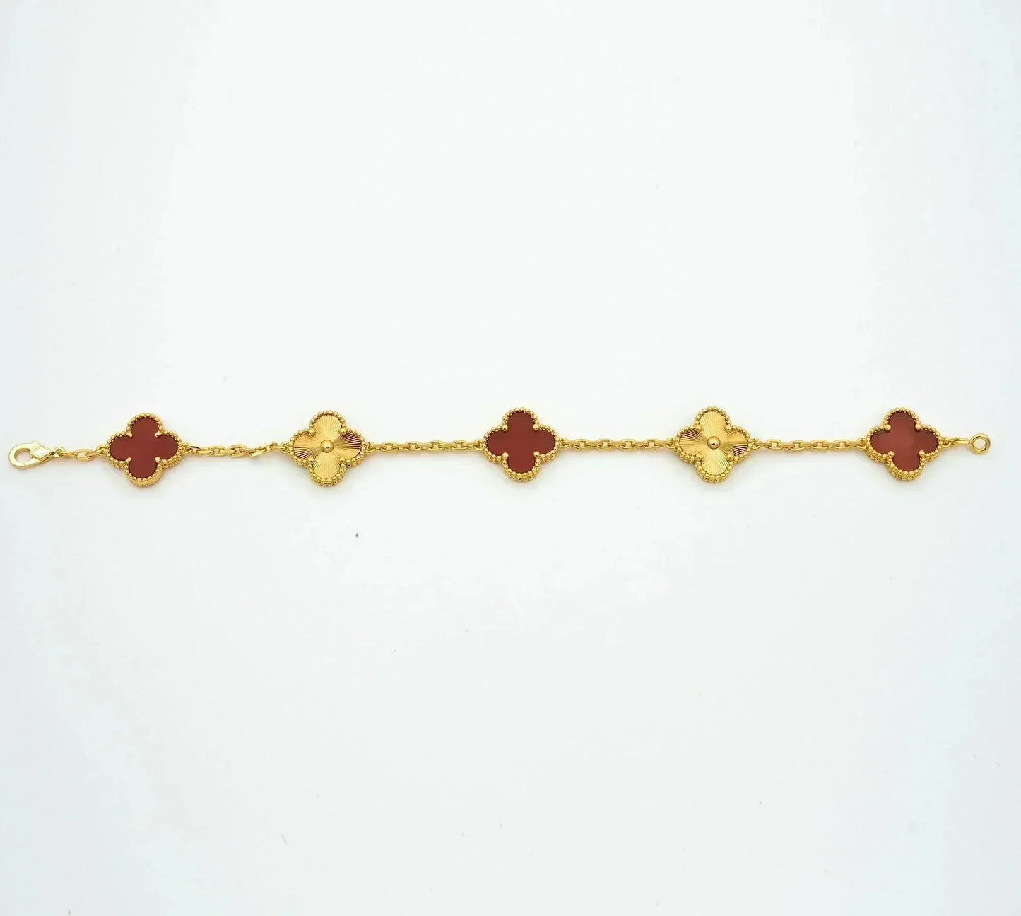 [Agudo Jewelry]CLOVER  5 MOTIFS CARNELIAN GOLD BRACELET