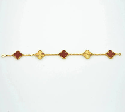 [Agudo Jewelry]CLOVER  5 MOTIFS CARNELIAN GOLD BRACELET