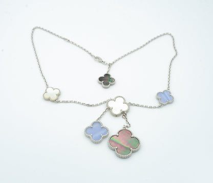 [Agudo Jewelry]CLOVER MOP CHALCEDONY NECKLACE SILVER 6 MOTIF