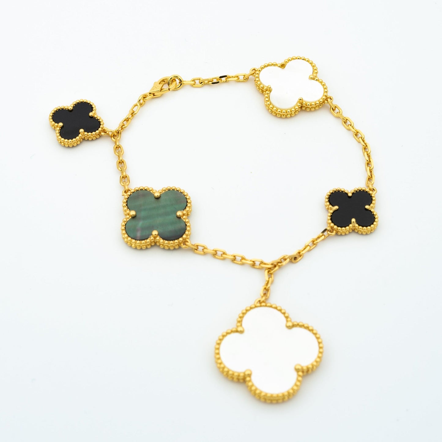 [Agudo Jewelry]CLOVER BRACELET 5 MOTIFS ONYX MOP