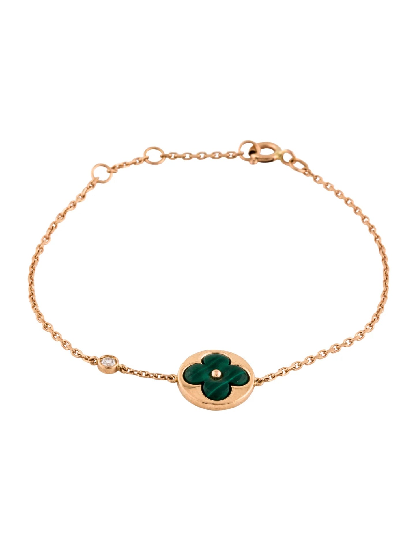 [Agudo Jewelry]SUN MALACHITE 1 DIAMOND PINK GOLD BRACELET