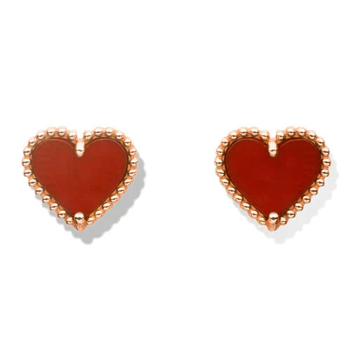 [Agudo Jewelry]HEART CARNELIAN STUD EARRINGS