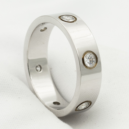 [Agudo  Jewelry]LOVE RING 5.5MM 6 DIAMONDS SILVER