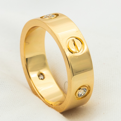 [Agudo  Jewelry]LOVE RING 5.5MM 3 DIAMONDS PINK GOLD