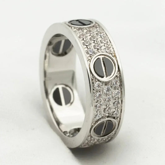 [Agudo Jewelry]LOVE RING 5.5MM DIAMONDS PAVED CERAMIC