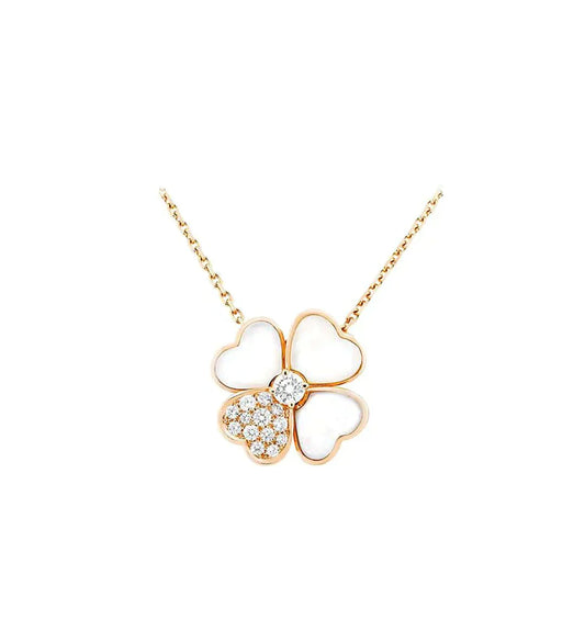 [Agudo Jewelry]CLOVER MOP DIAMOND ROSE GOLD NECKLACE