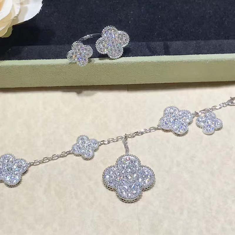 [Agudo Jewelry]CLOVER 6 MOTIFS SILVER DIAMOND BRACELET