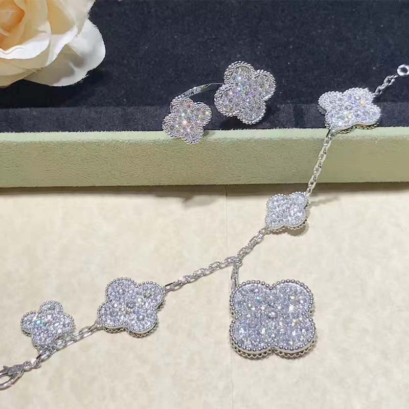 [Agudo Jewelry]CLOVER 6 MOTIFS SILVER DIAMOND BRACELET