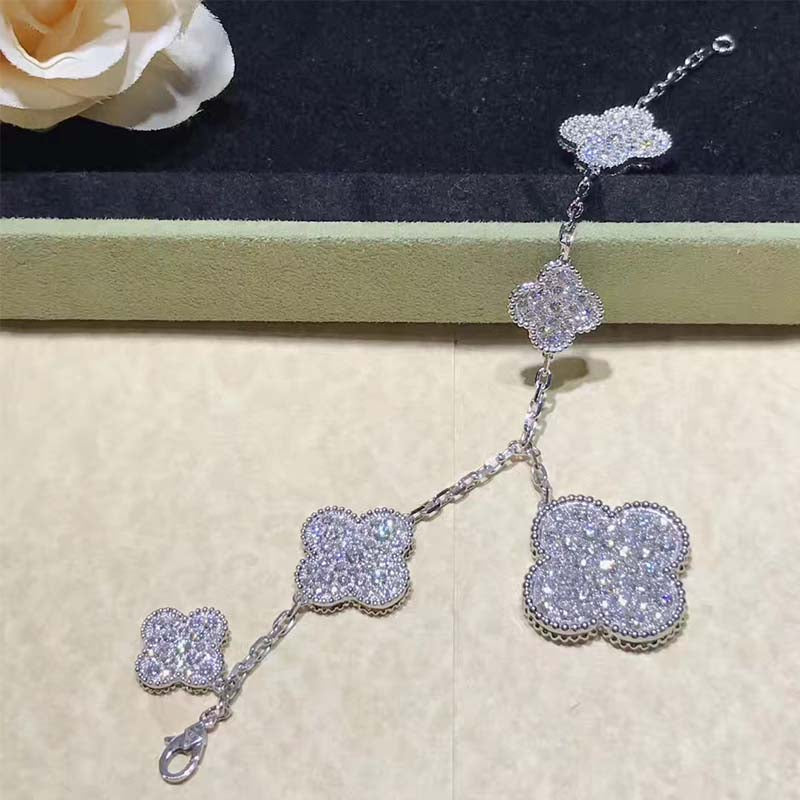 [Agudo Jewelry]CLOVER 6 MOTIFS SILVER DIAMOND BRACELET