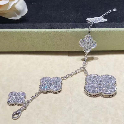 [Agudo Jewelry]CLOVER 6 MOTIFS SILVER DIAMOND BRACELET