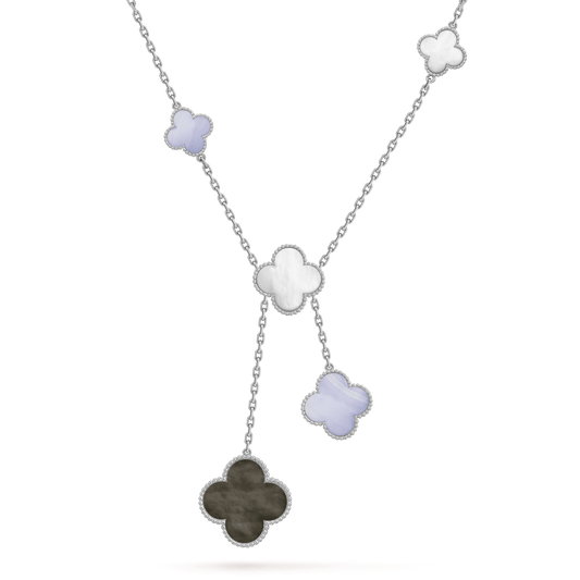 [Agudo Jewelry]CLOVER MOP CHALCEDONY NECKLACE SILVER 6 MOTIF