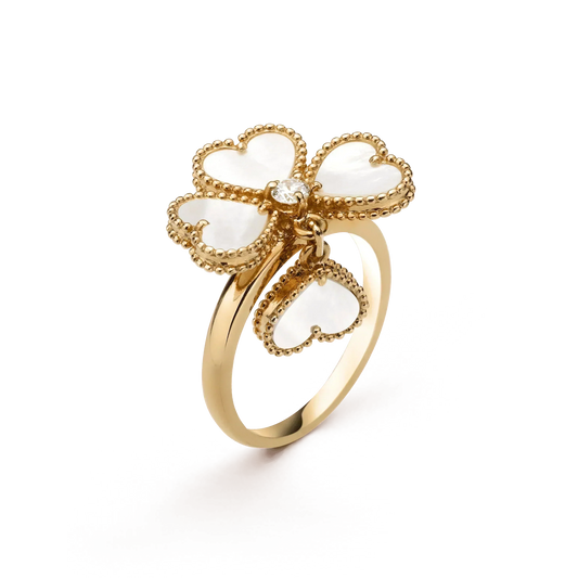 [Agudo  Jewelry]SWEET CLOVER WHITE MOP RING