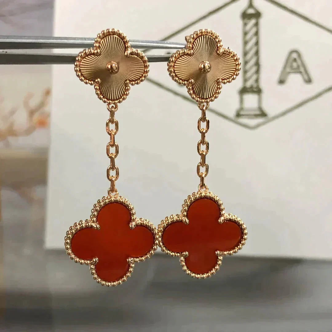 [Agudo Jewelry]CLOVER 2 MOTIF  LASER CARNELIAN EARRINGS