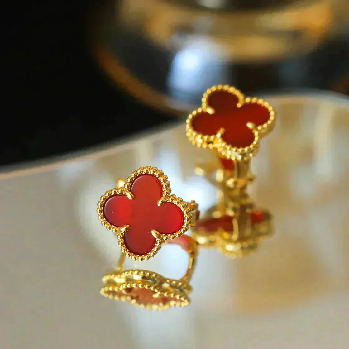 [Agudo Jewelry]CLOVER MEDIUM 1 MOTIFS CARNELIAN  EARRINGS