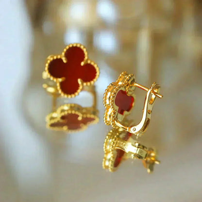 [Agudo Jewelry]CLOVER MEDIUM 1 MOTIFS CARNELIAN  EARRINGS