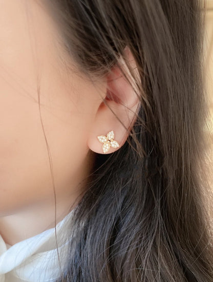 [Agudo Jewelry]STAR BLOSSOM STUD EARRINGS PINK GOLD DIAMONDS